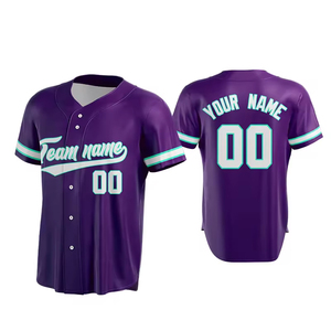 Diseña tu propia ropa de béisbol, uniforme de béisbol púrpura bordado, camisetas de béisbol para jóvenes personalizadas 2024 - Product Image 1