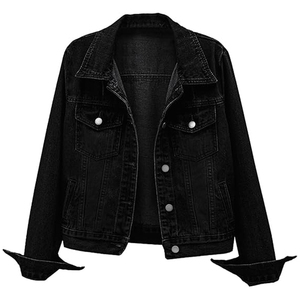 Chaqueta Vaquera Corta de Mezclilla para Mujer, Estilo Informal, Holgada, Lavado Oscuro, Mezcla de Poliéster/Algodón, con Botones, Cortavientos y Transpirable - Product Image 5