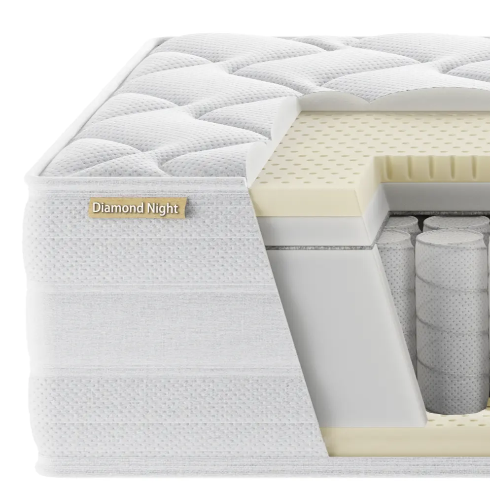 Matelas à ressorts simples avec tampon d'air Matelas en mousse à mémoire de forme en latex à ressorts Support de mobilier de chambre Lit mi-ferme