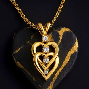 Pendentif Solitaire Cœur Chrétien en Argent Sterling 925 Rhodié Or Vermeil 14K avec Zircon, Design Amour Superposé Élégant - Product Image 1