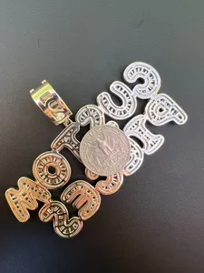 Colgante Tishya de Plata de Ley 925 con Moissanita, Diseño Personalizado de Letra Burbuja Baguette, Chapado en Oro Rosa, Estilo Hip Hop para Fiesta - Product Image 3