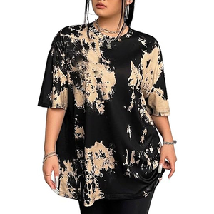 เสื้อยืดผู้หญิงลายมัดย้อมคุณภาพสูง แห้งเร็ว ทรงหลวมไหล่ตก - Product Image 6