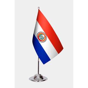 ธงตั้งโต๊ะปารากวัยแบบกำหนดเอง พร้อมบริการพิมพ์ดิจิทัล วัสดุผ้าไหมโพลีเอสเตอร์และพลาสติก  มีตัวเลือกโลโก้แบบกำหนดเอง - Product Image 1