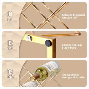 Modern Red Metal <b>Wine</b> <b>Rack</b> for Countertop <b>Freestanding</b> Tabletop Bottle Holder Bottle Storage Organizer for Kitchen Home Decor - Product Image 3