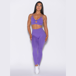 กางเกงเลกกิ้งเอวสูงสำหรับผู้หญิงกางเกงเลกกิ้งทรงรอยัลสีม่วงสำหรับใส่ออกกำลังกายเล่นฟิตเนสสวมใส่ได้ในยิมแฟชั่น - Product Image 4