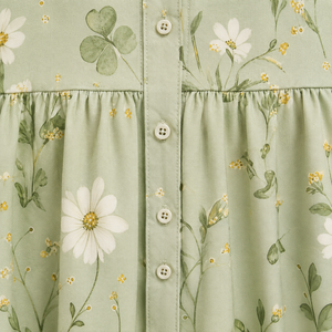 Robe longue bohème numérique vert clair à imprimé floral pour femme, manches courtes, boutonnée sur le devant, coupe décontractée, à volants, avec poches, pour l'été - Product Image 5