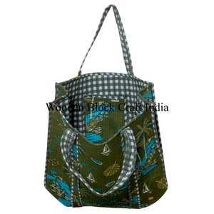 Sac fourre-tout matelassé vintage en coton à imprimé floral, écologique, avec logo personnalisé, fermeture éclair, pour femme, hiver, printemps, été - Product Image 3