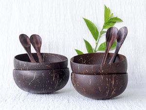 Tazón de cáscara de coco hecho a mano 100% natural ecológico Tazón de coco pulido hecho en Vietnam - Product Image 5