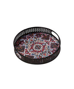 Handmade Round Shape Decorative Metal <b>Trays</b> Christmas <b>Trays</b> with enamel Finishing for Decor <b>Candle</b> Home Restaurant - Product Image 4
