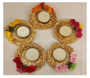Wholesale Indian Handmade Gold Eco Friendly Plastic Tea Light Holders Diwali Decor Diyas <b>Christmas</b> <b>Gift</b> Home Decor <b>Table</b> Top - Product Image 6