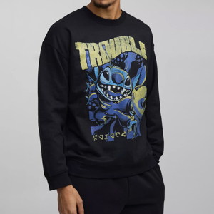 เสื้อสเวตเชิ้ตคอกลมสีดำสำหรับผู้ชาย พิมพ์ลายการ์ตูน ทรงปกติ สวมใส่สบายๆ สำหรับฤดูใบไม้ร่วง - Product Image 1
