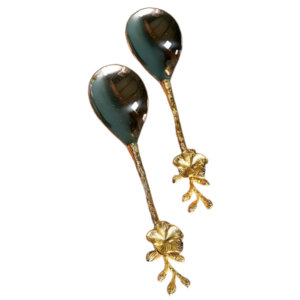 Qualité supérieure Argent et Or Designer Longue Fleur En Relief Poignée Cuillère Serveur Restaurant Mariage - Product Image 1