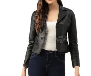 Sudaderas recortadas de talla grande con estampado personalizado para mujer de alta calidad, chaqueta de cuero, gabardinas, transpirables, precios al por mayor, venta - Product Image 2