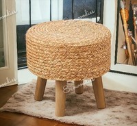 Pouf et tabouret en bois de jute rond décoratif naturel pouf et poufs pied meubles de salon console en incrustation d'os