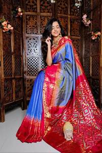 Saris en soie douce Tusser pour femmes avec bordure en zari imprimée numériquement sur toute la surface, vêtements de fête d'hiver - Product Image 5