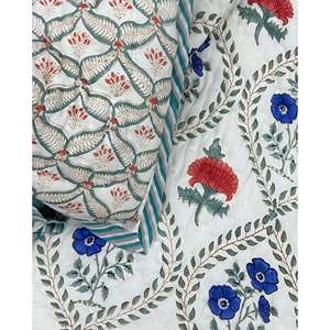 Colcha de Algodón Estampada a Mano, Colcha Tradicional Kantha para Bebés, Diseño Floral de Patchwork, Hecha a Mano para Verano e Invierno - Product Image 1