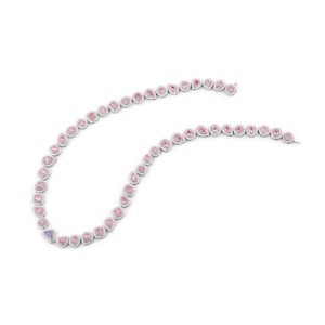 Collar de Diamantes Solitario de Lujo con Forma Elegante, Cultivado en Laboratorio, Rosa y Azul, en Oro Blanco de 18K, Precio de Fábrica - Product Image 3