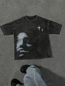 เสื้อยืดซักพิมพ์ลายกรดวินเทจสำหรับผู้ชายผ้าฝ้าย100% นุ่มพิมพ์ดิจิตอลผลิตในปากีสถาน - Product Image 2