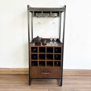 TPA015 Modern Antique Oak <b>Wine</b> Cabinet with Cooling Feature Solid Wood and Rubberwood Home Furniture with Iron Legs - Product Image 6