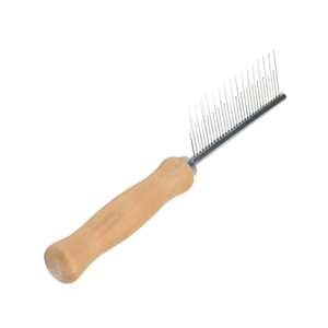 Surtech International Ergonomic Professional Pet Grooming <b>Comb</b> Premium Detangling Tool Stainless Steel Teeth <b>Wooden</b> Handle for - Product Image 6