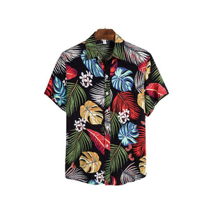 Chemises hawaïennes à manches courtes Offre Spéciale pour hommes Vêtements de plage imprimés à la mode en chemises pour hommes en polyester - Product Image 3