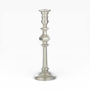 Antique Silver Tall Metal <b>Candle</b> Holder With Classic Turned Design And <b>Square</b> Base For Elegant Home Decor - Product Image 4