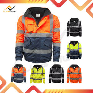 Chaqueta Bomber de Alta Visibilidad Reflectante, 100% Algodón, Tejida, Estampada, Transpirable, 220g, Impermeable, Ropa de Trabajo de Seguridad para Otoño - Product Image 3