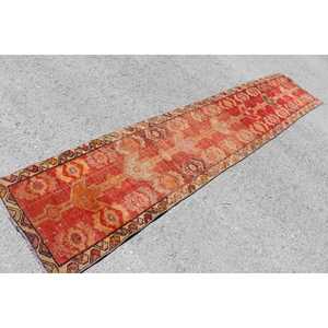 Tapis turc Herki rouge uni, 2,2 x 11,6 pieds, type runner - Product Image 2
