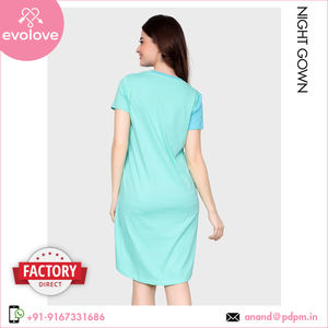 Ropa de dormir de algodón con cuello redondo de punto para mujer, vestido de noche corto exclusivo de verano a bajo precio al por mayor - Product Image 6