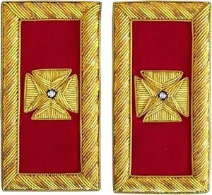 Hombreras Masónicas de Caballero Templario con Cruz, Estilo Bordado con Hilo de Plata, Tema Antiguo - Product Image 1