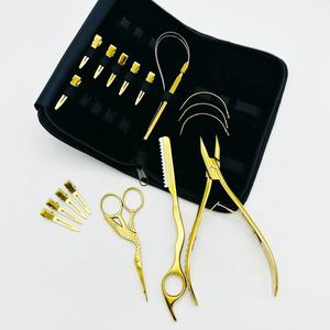 Kit d'outils d'extension de cheveux de haute qualité pince de forme plate coupe de cheveux outil de boucle de rasoir or acier inoxydable plaqué Extension de cheveux - Product Image 2
