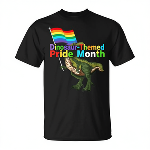 เสื้อยืดธีมไดโนเสาร์สำหรับเดือนแห่งความภาคภูมิใจของกลุ่มเกย์ เลสเบี้ยน LGBT และคนข้ามเพศ สำหรับใช้ในเชิงโปรโมชั่น - Product Image 2