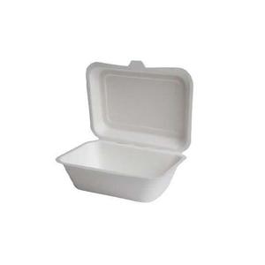 กล่องอาหารกลางวันกระดาษสีขาวแบบมีบานพับ ขนาด 9x6 นิ้ว ใช้กับไมโครเวฟได้ ผลิตจากชานอ้อยธรรมชาติ - Product Image 1