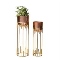Lot de 4 jardinières blanches avec support en métal doré Pot de fleurs avec support Pots de fleurs modernes uniques d'intérieur avec support de plantes en or