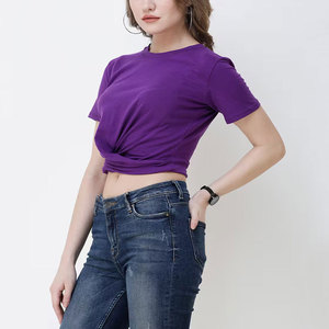 เสื้อครอปเอวลอยระบายอากาศได้ดีสำหรับผู้หญิงเสื้อครอปสตรีทผ้าสแปนเด็กซ์ระบายอากาศได้ดี - Product Image 3