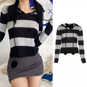 เสื้อฮู้ดถักโอเวอร์ไซส์สำหรับผู้หญิงเสื้อฮู้ดและเสื้อกันหนาวแบบสวมหัวเสื้อมีฮู้ดแนววินเทจมีน้ำหนักเบา - Product Image 3