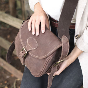 Sac à dos et pochette en toile 100% coton avec pièces en cuir de buffle véritable, résistant à l'eau, pour la chasse - Product Image 4