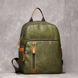 Mochila impermeable Vintage Unisex de cuero genuino de gran capacidad con cierre de cremallera, mochila para ordenador portátil de algodón de alta calidad, 2017 - Product Image 6