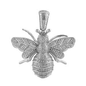 Pendentif en or massif 14 carats VVS Leb Grown Diamond Charm Big Bee Hip Hop Diamond Pendant en argent sterling 925 Iced Out Pendant pour hommes - Product Image 3