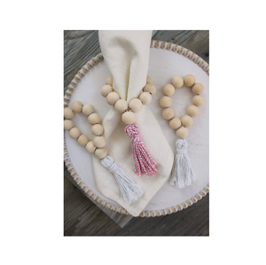 Décorations de table de fête de mariage ronds de serviette en bois ensemble de 3 perles de ferme Boho rond de serviette en bois rustique Deor - Product Image 1