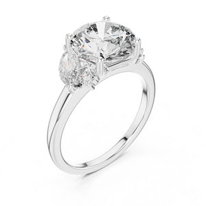 Anillo de Oro Rosa de 14K con Diamantes de Laboratorio en Corte Marquesa y Redondo para Mujer |   Diamante Cultivado Nuevo - Product Image 6