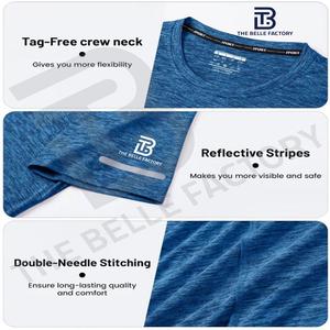 T-shirt Slim Fit Gym Fitness de haute qualité pour hommes hauts de sport à manches courtes en tissu tissé en polyester/coton - Product Image 1