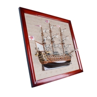 Sculpture murale artisanale en bois HMS Victory, demi-navire, 85 cm, design rustique antique vieilli, décorative, verticale, anniversaire