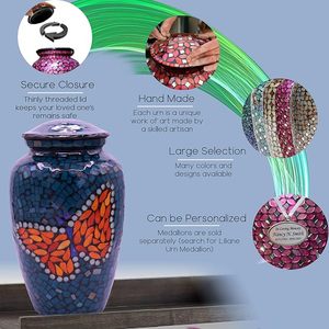 Handmade <b>Large</b> Adult Size Mosaic Glass Cremation <b>Urn</b> Unique Artwork With Individual Tiles Applied by Hand for Funerals - Product Image 1