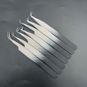 Juego de pinzas de doble tono de alta calidad al por mayor pinzas de extensión de pestañas de agarre de diamante de acero inoxidable sostenibles - Product Image 3