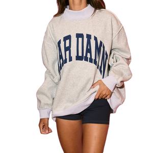 Sweat-shirt à col montant réversible en polaire écologique surdimensionné à manches longues pour femme, nouveau modèle d'hiver, logo personnalisé - Product Image 3