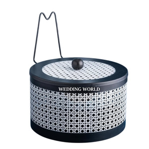 Chauffe-plat rond en métal noir fini, pour table, ustensile de cuisine, cocotte, élégant, classique, nouveau, marmite en métal - Product Image 2