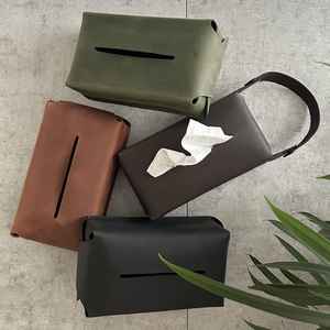 Boîte à mouchoirs carrée en cuir porte-serviettes couverture support décoratif organisateur pour bureau salle de bain LBTC-0018D de voiture - Product Image 6