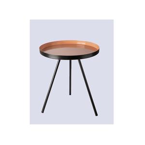 Peach & <b>Black</b> Round <b>Side</b> <b>Table</b> Modern Accent <b>Table</b> with Two Tone Finish - Product Image 1
