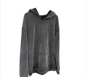 Venta al por mayor de gran tamaño personalizado estilo de la calle lavado con ácido en blanco 100% algodón hombres sudaderas con capucha lavadas con ácido - Product Image 2